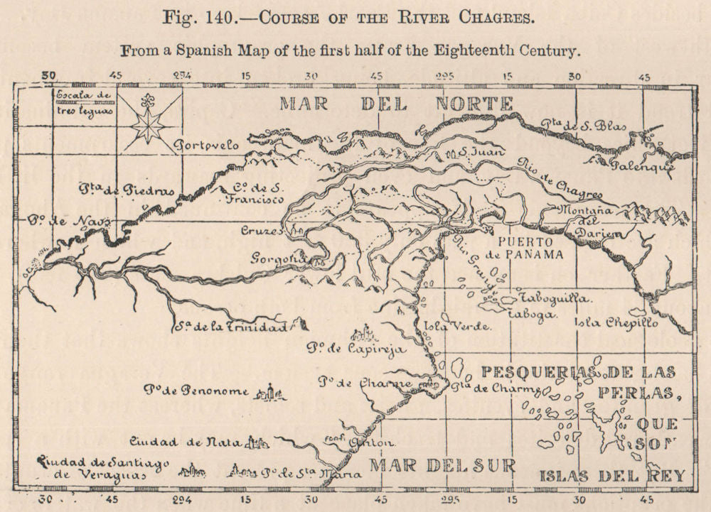 Course of the River Chagres. Panama 1885 old antique vintage map plan chart